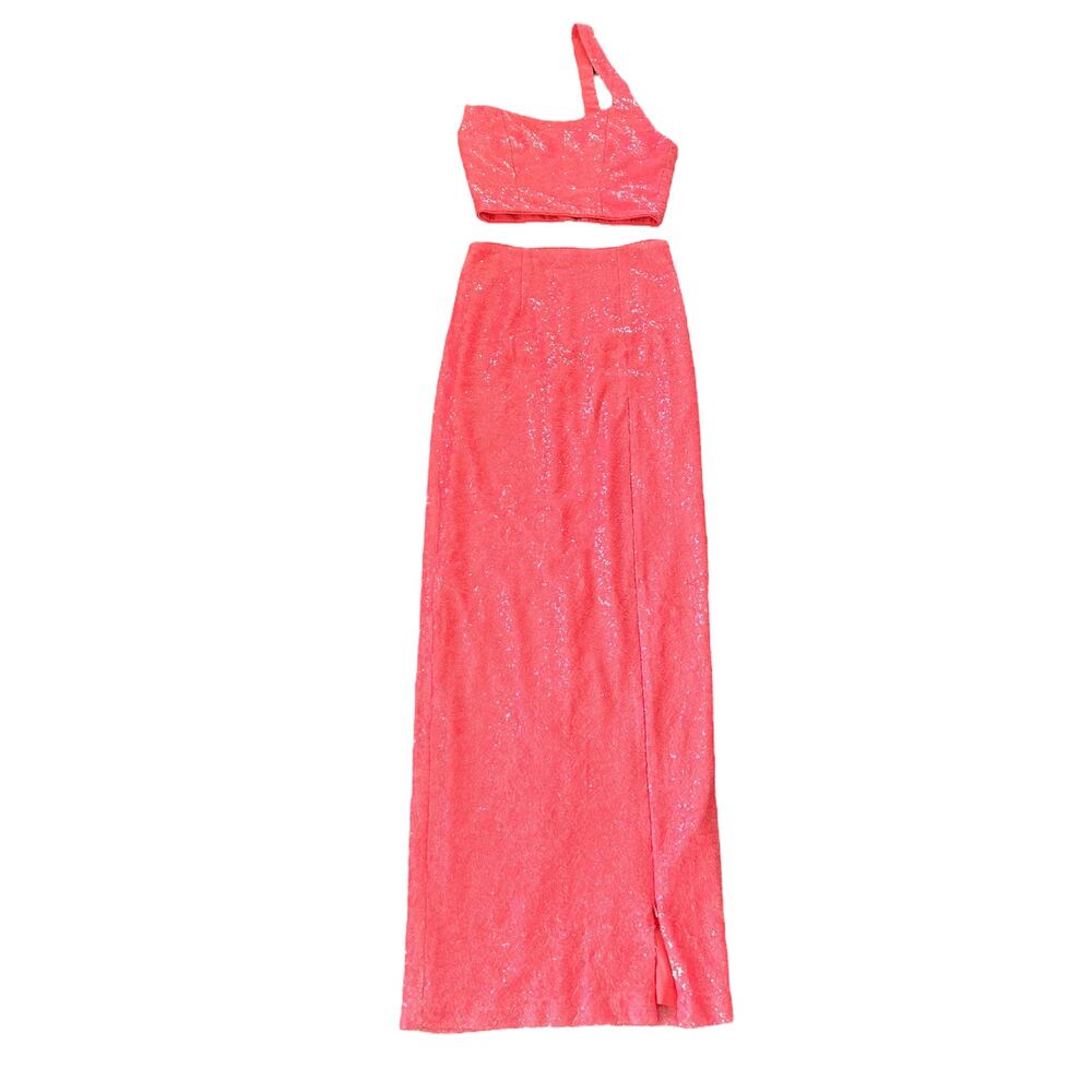 NEW Black Halo Sequin Two Piece Gown Pink